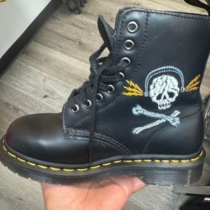 Limited Edition pre owned Dr. Martens 1460 Souvenir boots, punk and 90s fashion.